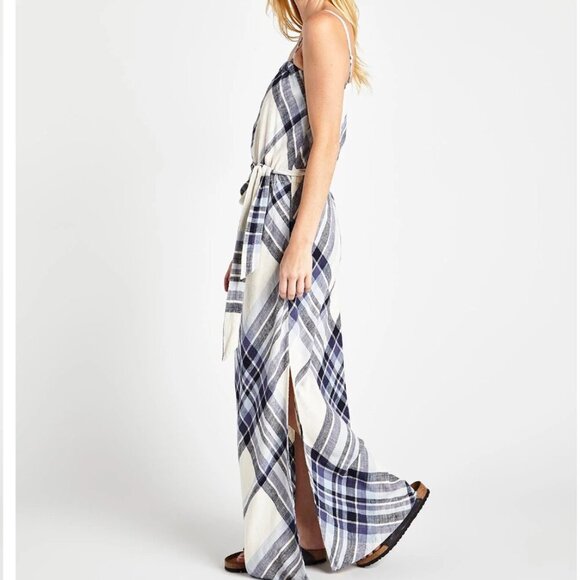 Splendid Annalise Blue Black Plaid Maxi Dress | Women's Size Medium | NWT - Picture 2 of 10